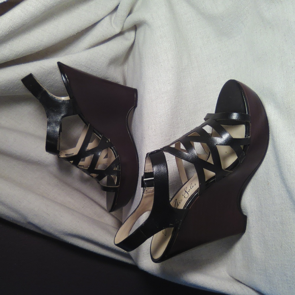 Black Wedge Sandals